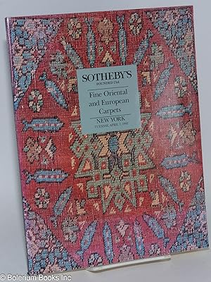 Fine Oriental and European Carpets; Sotheby's New York Tuesday April 7 1992. Property of Various ...