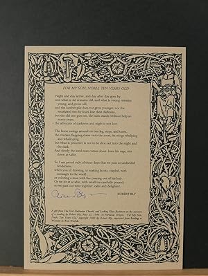 For My Son Noah, Ten Years Old ( Signed Broadside)