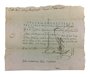 Revolutionary War Pay Voucher dated August 27, 1782 authorizing Payment of Four Pounds, fifteen S...