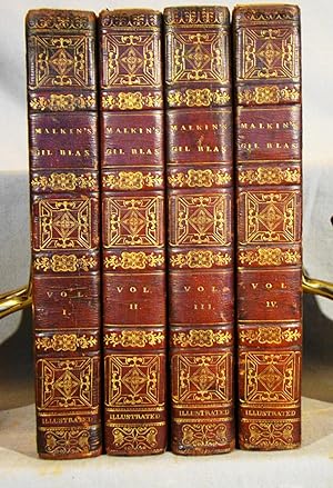 The Adventures of Gil Blas of Santillane. 4 volumes 1809 in full 19th century calf gilt with 24 e...