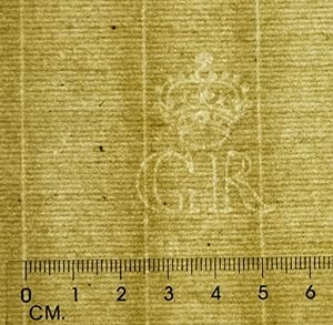 Sheet of blank laid paper with watermark Crown with GR underneath.