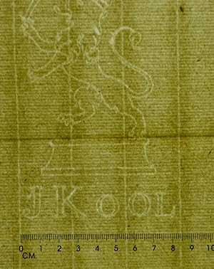 Folded sheet of blank laid paper with watermark Lion with J Kool underneath