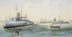 1866c - Marina Armada - Guarda Costas Taureau Grabado acuarelado -MUY RARO