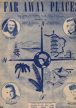 Far Away Places - Vintage Sheet Music - Peggy Brooks, Joan Wilton, Brian Lawrence and Doris Turne...