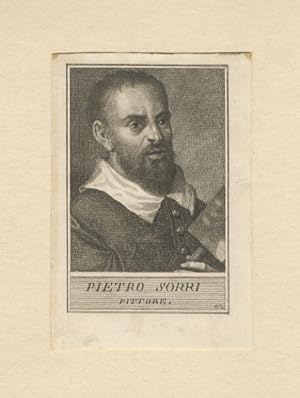 Pietro Sorri, pittore. (Ritrattino a mezzo busto, di 3/4 verso destra, con tavolozza).