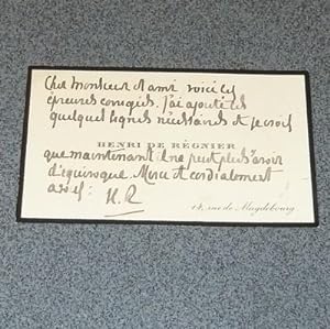 Carte de visite manuscrite et signée des initiales H. R. pour Henri de Régnier (lettre)