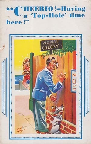 Peeping Tom at Nudist Colony Hole In Fence 1970s Postcard