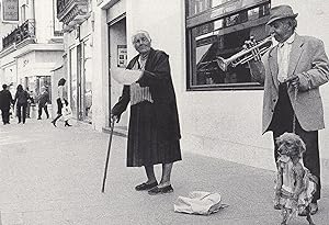 French Trumpet Street Busker Player & Dog On 2 Legs RPC Postcard