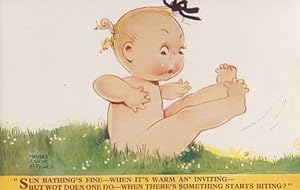 Mabel Lucie Attwell Baby Sunbathing Getting Stung By Insects Antique Postcard