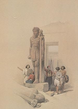 David Roberts Two Colossi At Wady Sabousa Painting Postcard