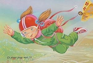 Ca Plane Pour Moi French Girl Parachute Parachutist Comic Cartoon Postcard