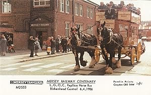 Mersey Railway Centenary Horse Bus at Station 1986 Postcard
