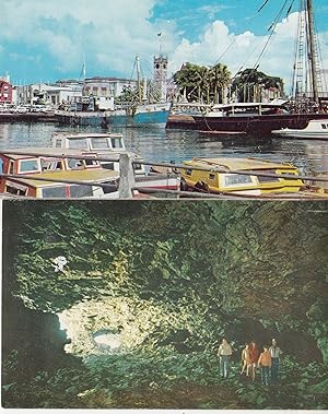 Careenage Boats Bridgetown Barbados Flower Caves 2x Postcard s