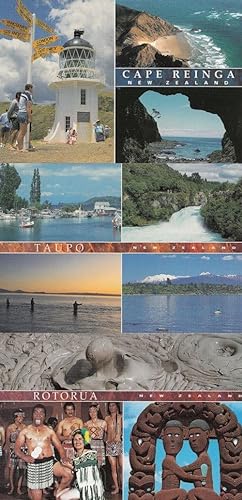 Tour Around New Zealand Cape Reinga Rotorua Waitomo Taupo 4x Postcard s