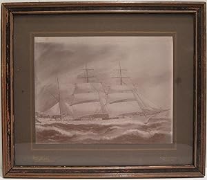 ANTIQUE AMERICAN MARINE SCHOONER PAINTING SEATTLE TACOMA WA LISTED HESTER PHOTO