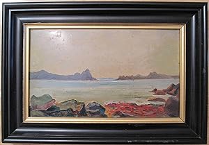 VINTAGE FRENCH OR AMERICAN IMPRESSIONIST SEASCAPE FINE OIL PAINTING PARIS LABEL