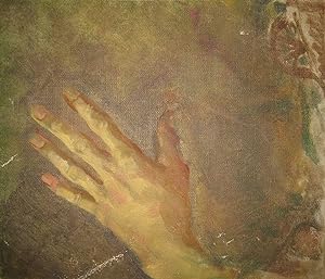 ANTIQUE AMERICAN IMPRESSIONIST HAND STUDY ANATOMICAL SKETCH OIL CANVAS PAINTING
