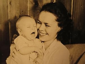 VINTAGE MIXED EMOTIONS SMILING PROUD YOUNG MOTHER CRYING BABY HAPPY SAD PHOTO