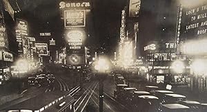 ANTIQUE1923 TIMES SQUARE NEON SIGNS COCA COLA MACY'S LOEWS FISK TIRES NY PHOTO