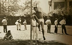 VINTAGE VERNACULAR PHOTOGRAPHY ARTISTIC STRADDLE HIGH JUMP T&F 1943 DUDE PHOTO