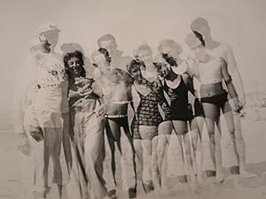 ANTIQUE VINTAGE DOUBLE EXPOSURE ARTISTIC BEACH GIRLS BOYS SURF SUN SAND PHOTO