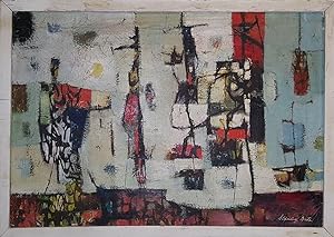 VINTAGE STANLEY BATE ABSTRACT MODERNISM PAINTING FINE ART NY TITLED JUDGEMENT