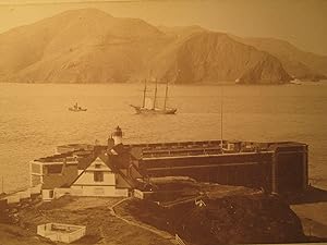 ANTIQUE SAN FRANCISCO 1880 FORT POINT SCHOONER TUG BOAT LONE SOLDIER RARE PHOTO