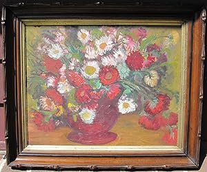 ANTIQUE IMPRESSIONIST FLORAL STILL LIFE OIL PAINTING STYLE OF MATISSE MA ORIGIN