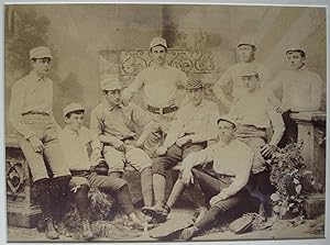 ANTIQUE VICTORIAN 1880s BOSTON ORIGIN BASEBALL TEAM LARGE SEPIA PHOTOGRAPH RARE