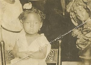 VINTAGE AFRICAN AMERICAN ANGEL HIDDEN MOTHER 4 LEAF CLOVER LUCKY GIRL PHOTO