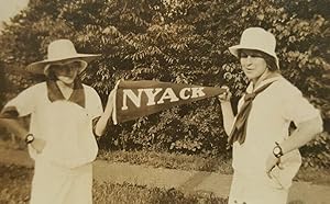 ANTIQUE VINTAGE WELCOME TO NYACK NY GIRLS PENNANT SIGN VERNACULAR SUMMER PHOTO