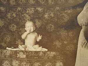 ANTIQUE EDWARDIAN HIDDEN BOSOM BUXOM MOTHER FLORAL APESTRY BLONDE BABY OLD PHOTO