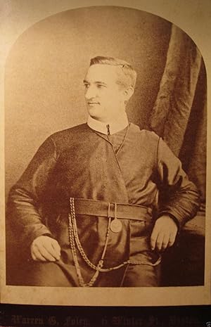 ANTIQUE 19th CENTURY PRIEST CASSOCK ROSARY MAN BOSTON MA CABINET VICTORIAN PHOTO