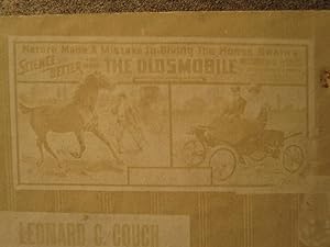 ANTIQUE 1904 OLDSMOBILE CAR HORSE SIGN BUFFALO TAUNTON MA INS CALENDAR OLD PHOTO