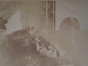 VINTAGE ARTISTIC ABSTRACT GHOST SPOOKY HIDDEN GIRL HAIR DEATH BED FINE OLD PHOTO