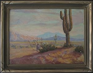 ANTIQUE AMERICAN IMPRESSIONIST OIL PAINTING AZ  CA  WESTERN CACTUS HENRY B GOODE