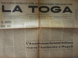 LA TOGA CRONACHE DEI TRIBUNALI Anno XX N.° 15 Napoli 30 Ottobre 1949