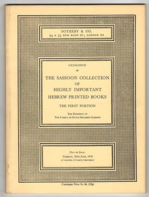 Catalogue of the Sassoon collection of highly important Hebrew printed books. Part 1-2