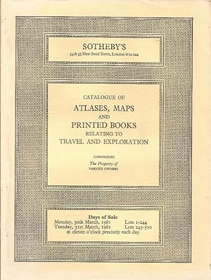 Sotheby catalogue. Atlases, Maps and Printed Books relating to Travel and Exploration
