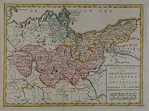 Nieuwe Kaart van Brandenburg en Pommern. Altkolorierte Kupferstich-Karte aus J. B. Elwe "Volkomen...