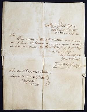 Commission from Adjutant General Thomas H. Cushing for Doctor Alexander Blair as Surgeon's Mate w...