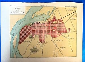PLANO DE LA ASUNCIÓN, PARAGUAY. ENCICLOPEDIA ILUSTRADA SEGUÍ, 1905/10'S (Coleccionismo Papel/Mapa...