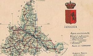 MAPA CON ESCUDO DE LA PROVINCIA DE ZARAGOZA. ALBERTO MARTIN EDITOR. BARCELONA. (Postales/España A...