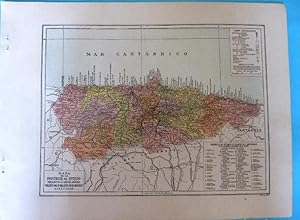 MAPA DE LA PROVINCIA DE OVIEDO, ASTURIAS. PUBLICADO POR ANUARIOS BAILLY BAILLERE Y RIERA. BCN, 19...