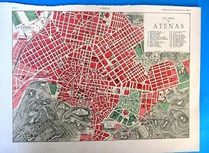 PLANO DE ATENAS, ATHENS, GRECIA. ENCICLOPEDIA ILUSTRADA SEGUÍ, 1905/10'S (Coleccionismo Papel/Map...