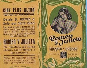 ROMEO Y JULIETA. CINE PLUS ULTRA. NORMA SHEARER, LESLIE HOWARD, JHON BARRYMORE (Cine/Folletos de ...
