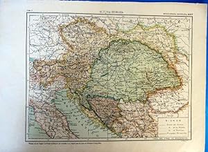 MAPA DE AUSTRIA - HUNGRIA. REVERSO ESCUDO, BANDERAS Y MONEDA. ENCICLOPEDIA ILUSTRADA SEGUÍ 1905/1...