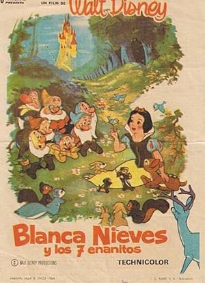 BLANCA NIEVES Y LOS 7 ENANITOS. WALT DISNEY. CINE CAPITOL, TARRAGONA (Cine/Folletos de Mano/Infan...