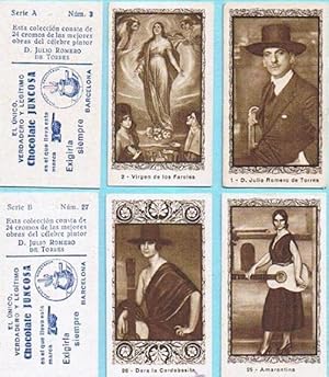 JULIO ROMERO DE TORRES. COLECCION COMPLETA. 48 CROMOS. DOS SERIES DE 24 CROMOS. CHOCOLATE JUNCOSA...