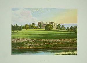 An Original Antique Woodblock Colour Print Illustrating Lumley Castle Near Chester-Le-Street, Dur...